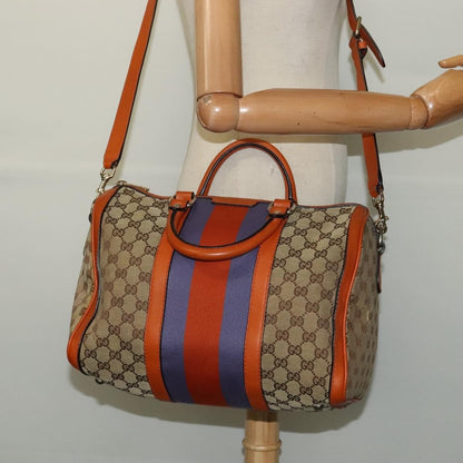 Gucci Vintage Web Boston Bag GG Canvas, BEIGE, CANVAS, Handbag