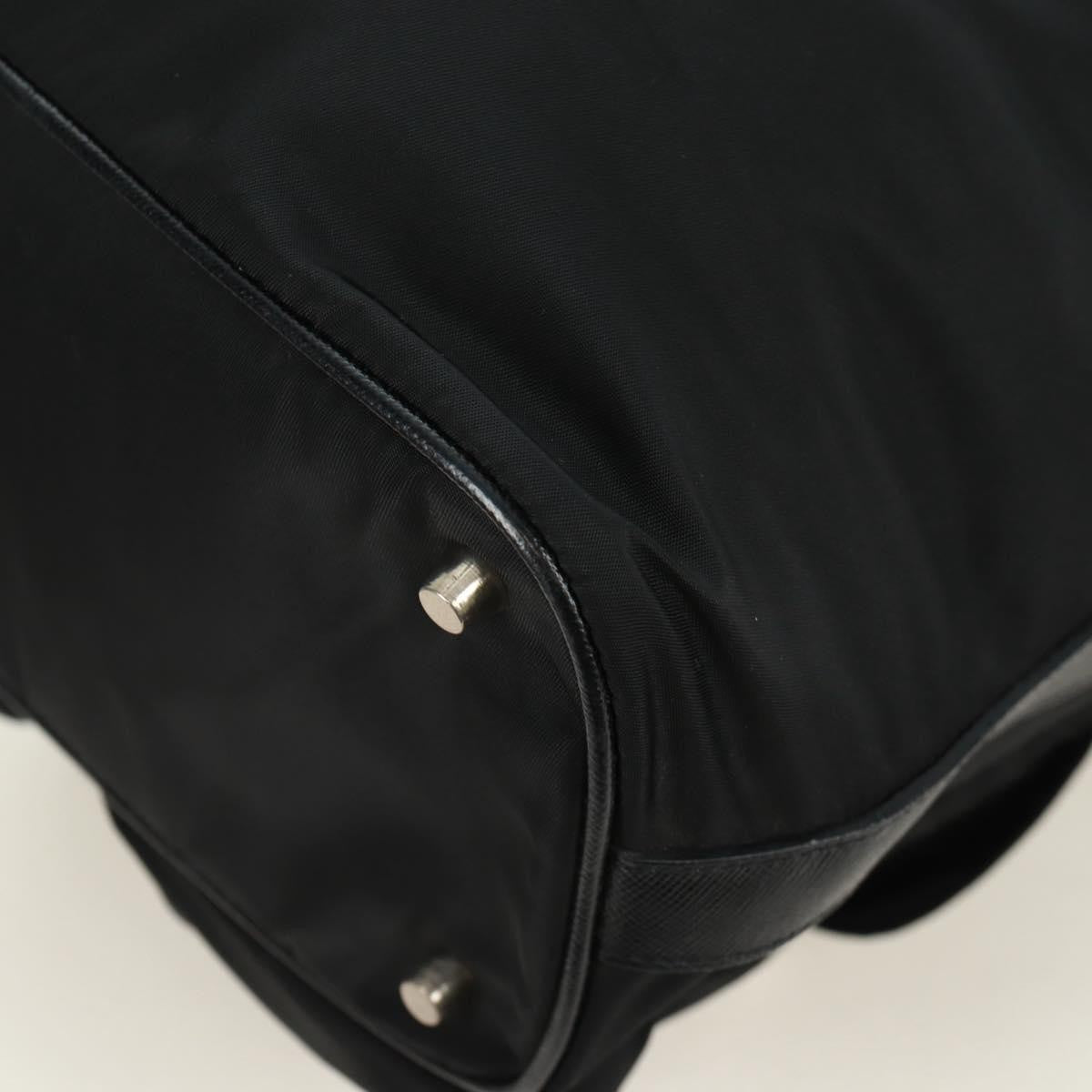 Prada Double Pocket Drawstring Shoulder Bag Tessuto, Black, Nylon, Shoulder Bag