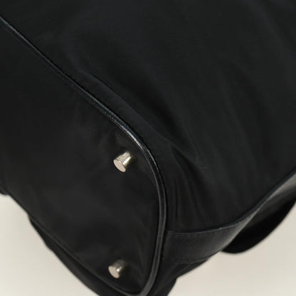 Prada Double Pocket Drawstring Shoulder Bag Tessuto, Black, Nylon, Shoulder Bag