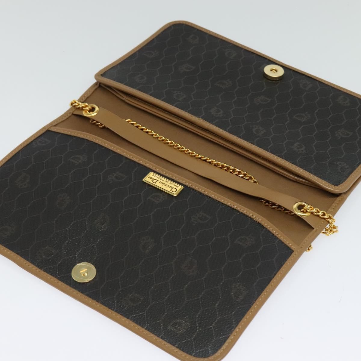 Christian Dior Vintage Honeycomb chain Canvas, BLACK, CANVAS, Handbag