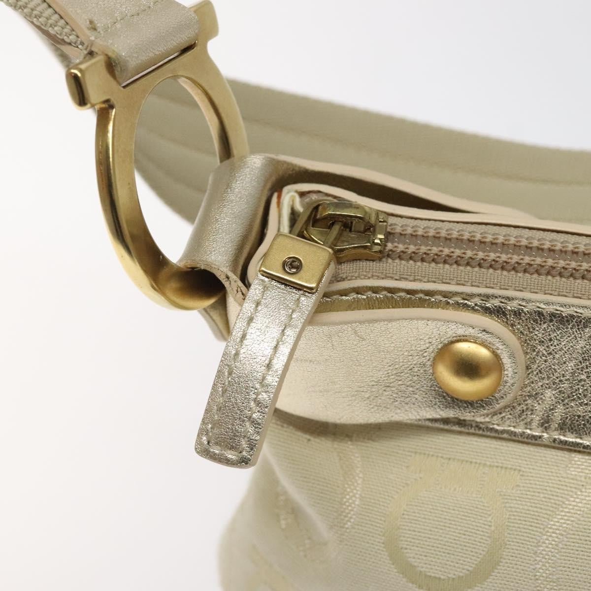 Salvatore Ferragamo Gancini Shoulder Bag Canvas, BEIGE, CANVAS, Shoulder bag