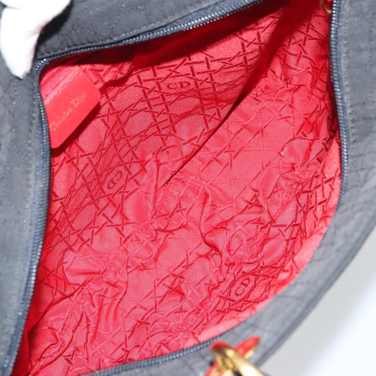 Christian Dior Vintage Lady Dior Bag Cannage Quilt Nylon, BLACK, NYLON, Handbag