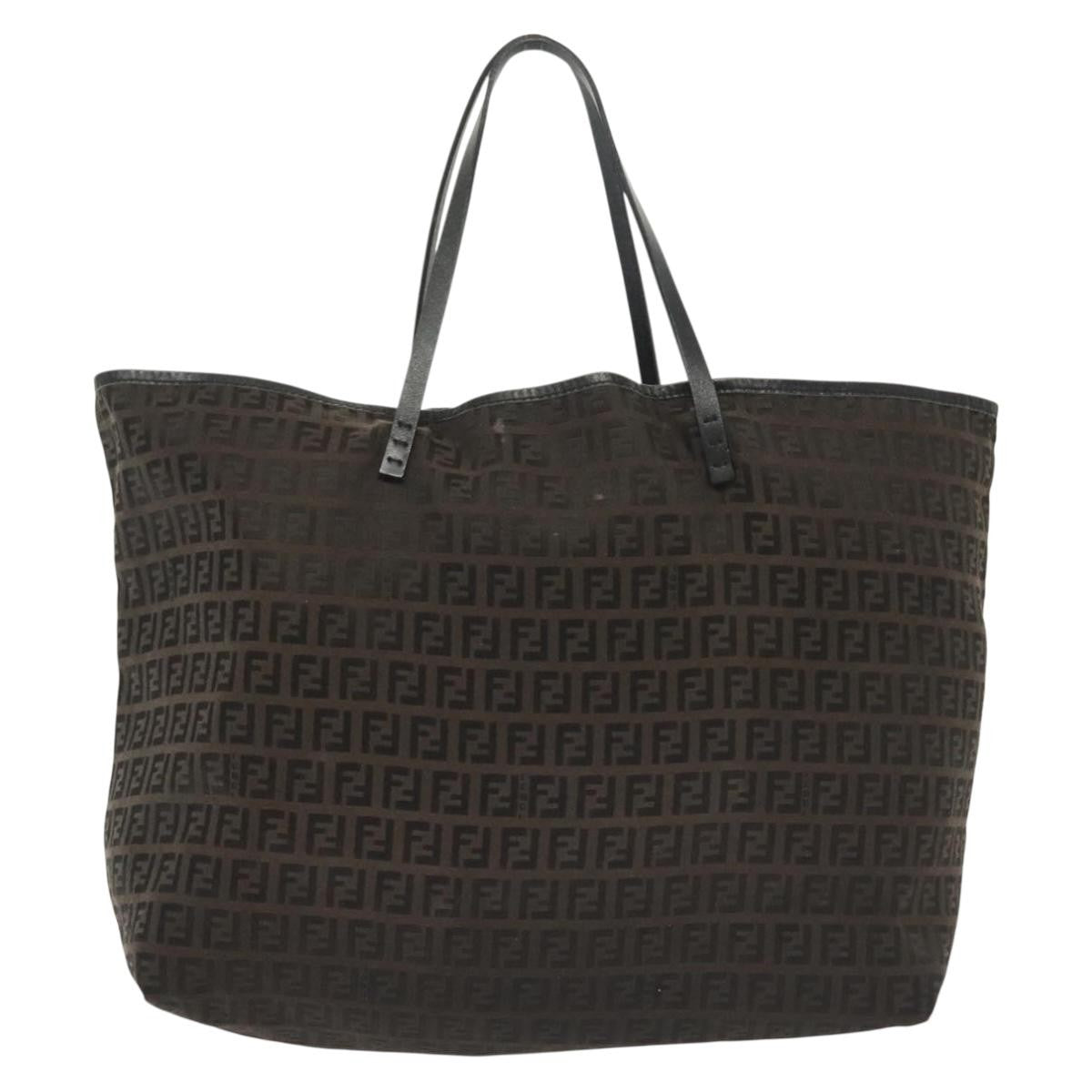 Fendi Roll Tote Zucchino Canvas, BROWN, CANVAS, Tote bag