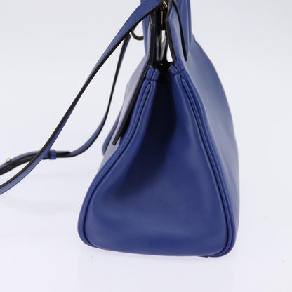 Salvatore Ferragamo Studio Satchel Leather, BLUE, LEATHER, Handbag