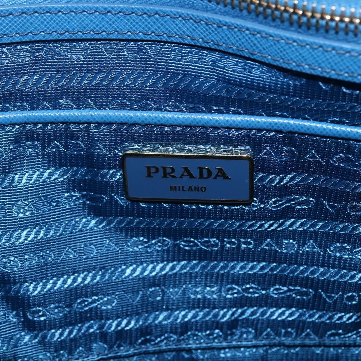 Prada Lux Open Tote Saffiano Leather, BLUE, LEATHER, Tote bag