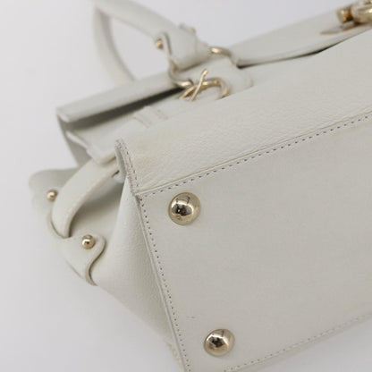 Salvatore Ferragamo Gina Satchel Leather, WHITE, LEATHER, Handbag