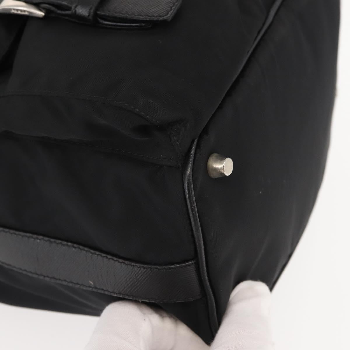 Prada Double Pocket Drawstring Shoulder Bag Tessuto, Black, Nylon, Shoulder Bag