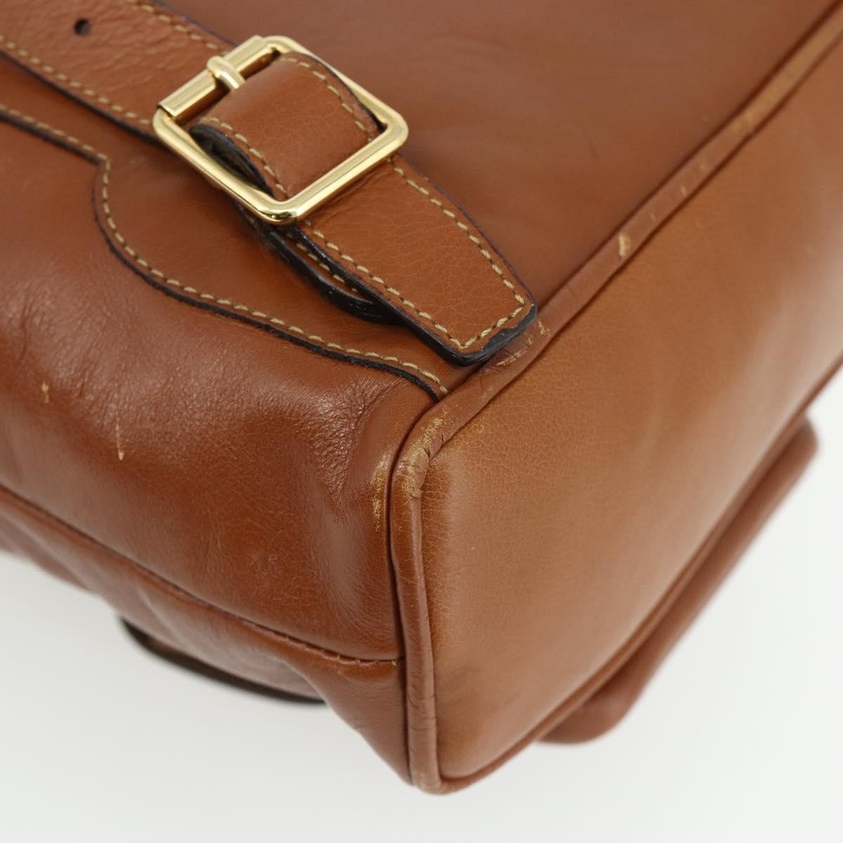 Gucci Vintage Bamboo Backpack Leather, Brown, Leather, Backpack