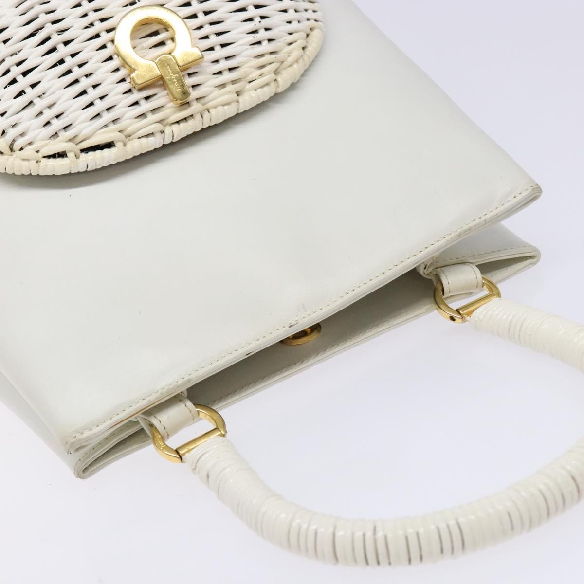 Salvatore Ferragamo Vintage Gancini Convertible Top Handle Bag Leather, WHITE, LEATHER, Handbag