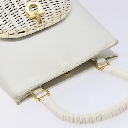 Salvatore Ferragamo Vintage Gancini Convertible Top Handle Bag Leather, WHITE, LEATHER, Handbag