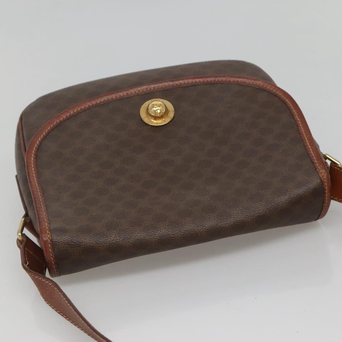 Celine Vintage Macadam Shoulder Bag Canvas and Leather, Brown, Canvas, Shoulder Bag