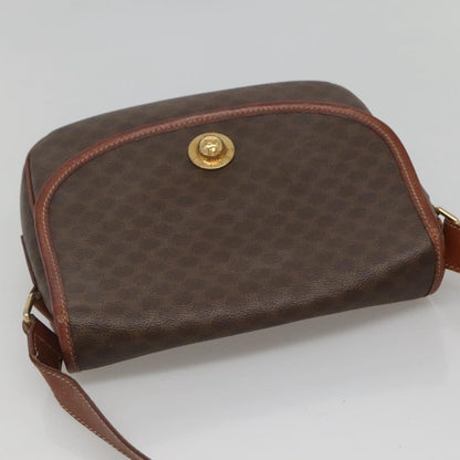 Celine Vintage Macadam Shoulder Bag Canvas and Leather, Brown, Canvas, Shoulder Bag