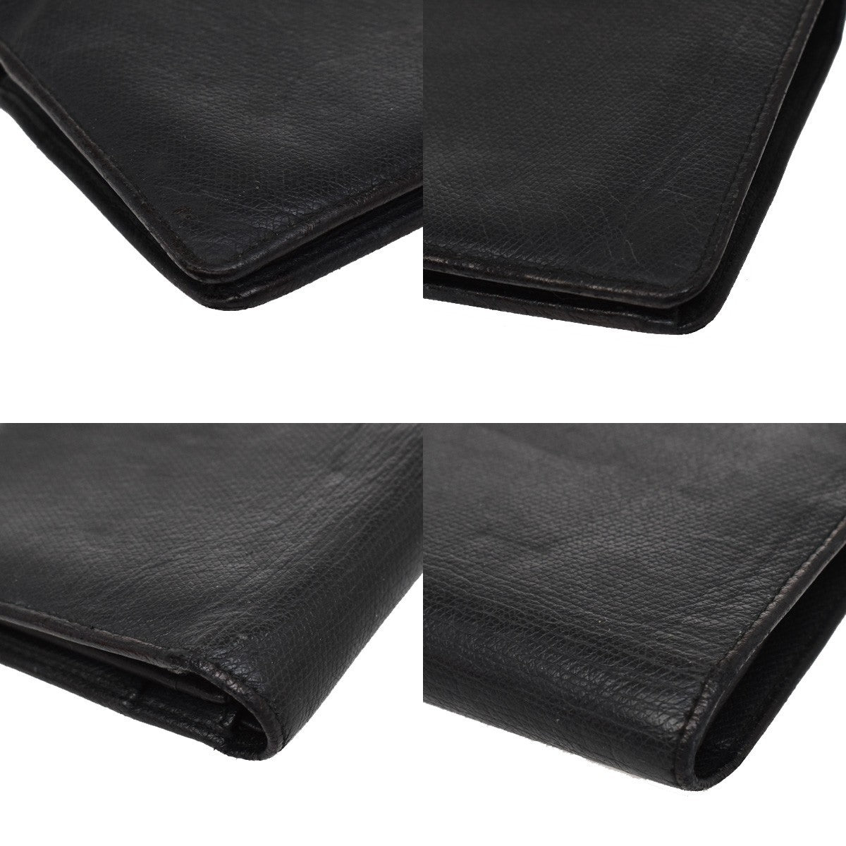 Chanel CC Button Bi-Fold Wallet Leather, BLACK, LEATHER, Wallets