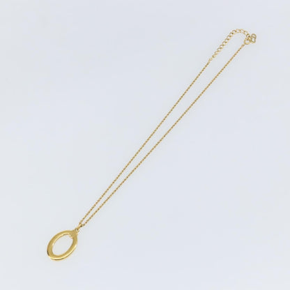Christian Dior Vintage Logo Round Pendant Necklace Metal, GOLD, METAL, Necklace