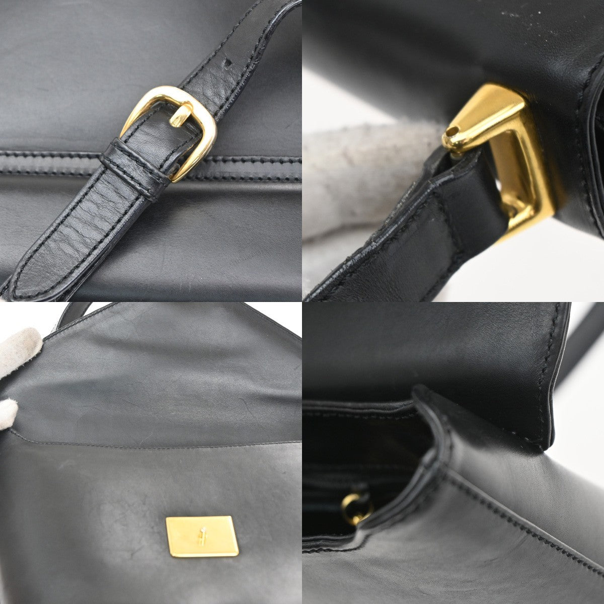Salvatore Ferragamo Vintage Shoulder Bag Leather, Black, Leather, Shoulder Bag
