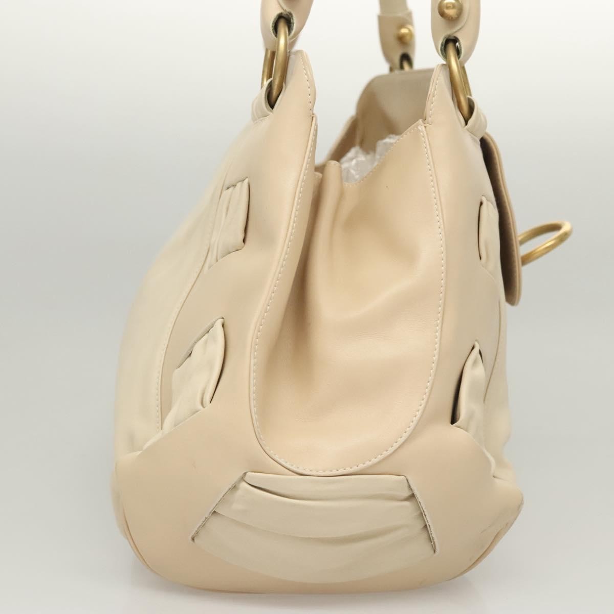 Salvatore Ferragamo Gancini Shoulder Bag Leather, WHITE, LEATHER, Handbag
