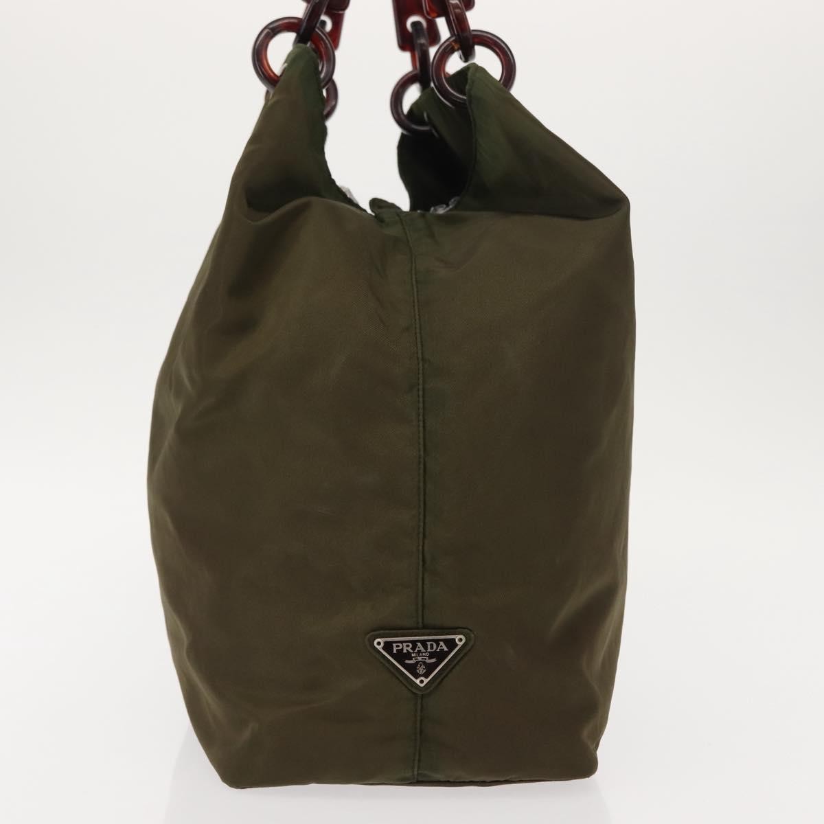 Prada Resin Handle Tote Tessuto, Khaki, Nylon, Tote Bag