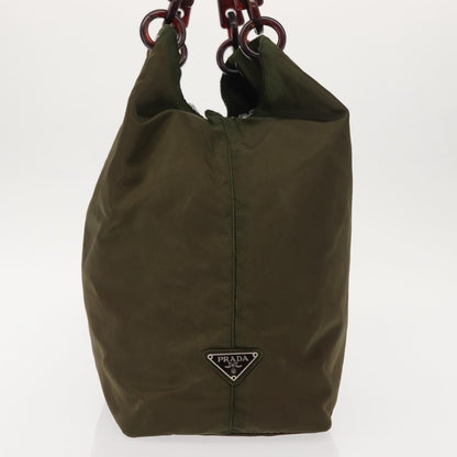 Prada Resin Handle Tote Tessuto, Khaki, Nylon, Tote Bag