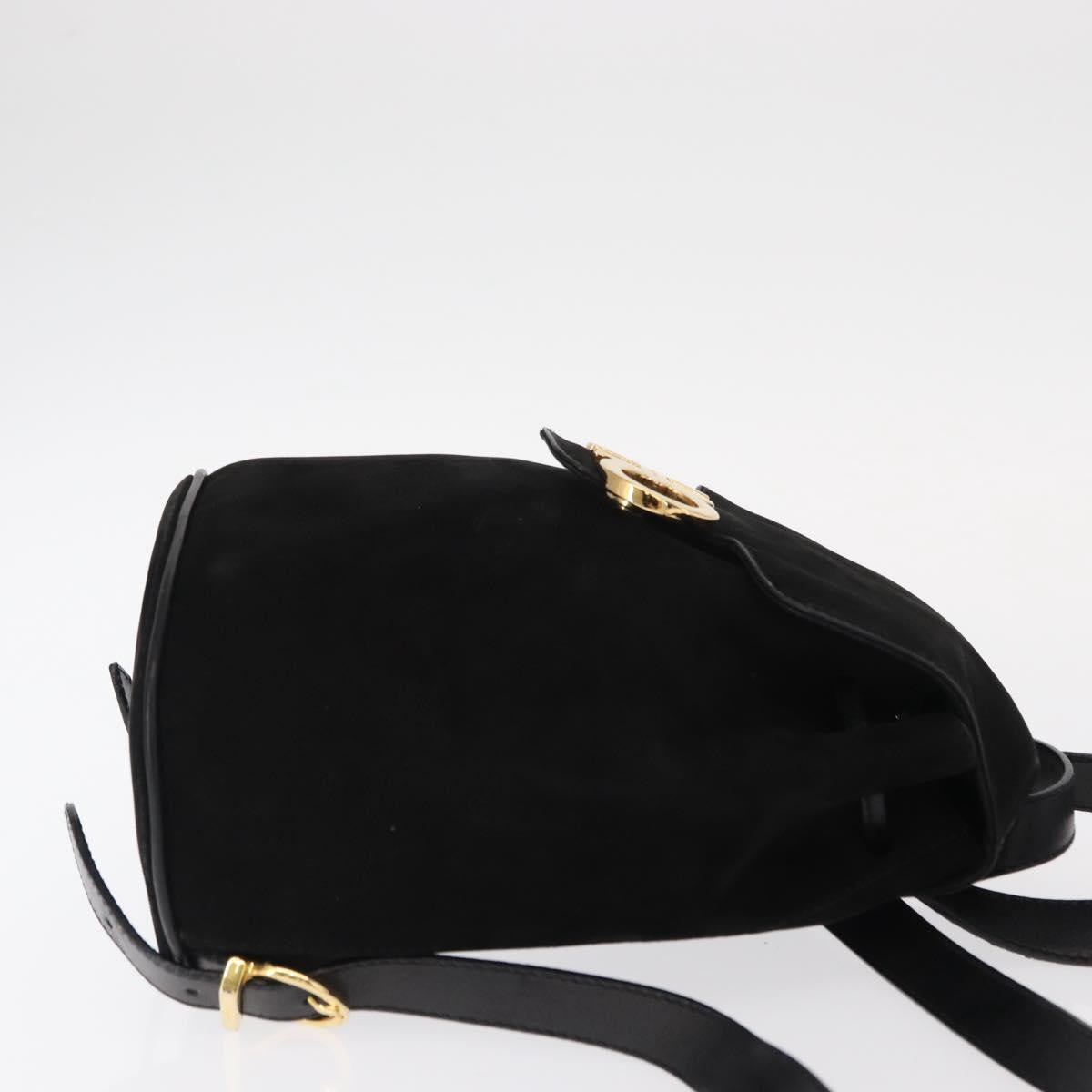 Salvatore Ferragamo Gancini Backpack Suede, BLACK, SUEDE, Backpack