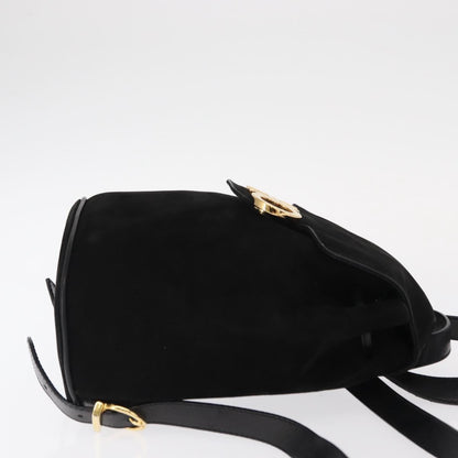 Salvatore Ferragamo Gancini Backpack Suede, BLACK, SUEDE, Backpack