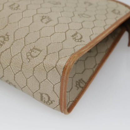 Christian Dior Vintage Honeycomb Zip Pouch Coated Canvas, BEIGE, CANVAS, Clutche & pouche