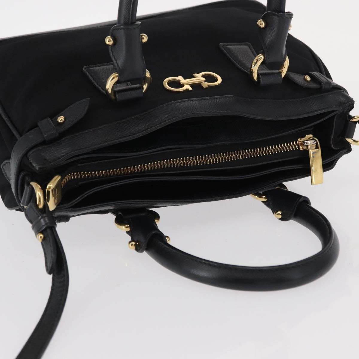 Salvatore Ferragamo Gancini handbag Nylon, BLACK, NYLON, Handbag