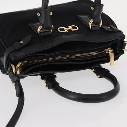 Salvatore Ferragamo Gancini handbag Nylon, BLACK, NYLON, Handbag