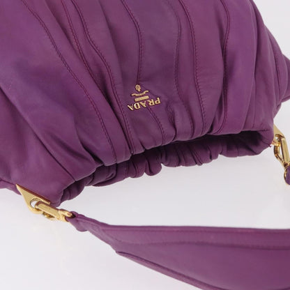 Prada Pleats Shoulder Bag Cervo Leather, Purple, Leather, Handbag