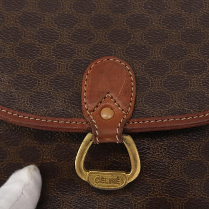Celine Vintage Macadam Shoulder Bag Canvas and Leather, BROWN, CANVAS, Shoulder bag