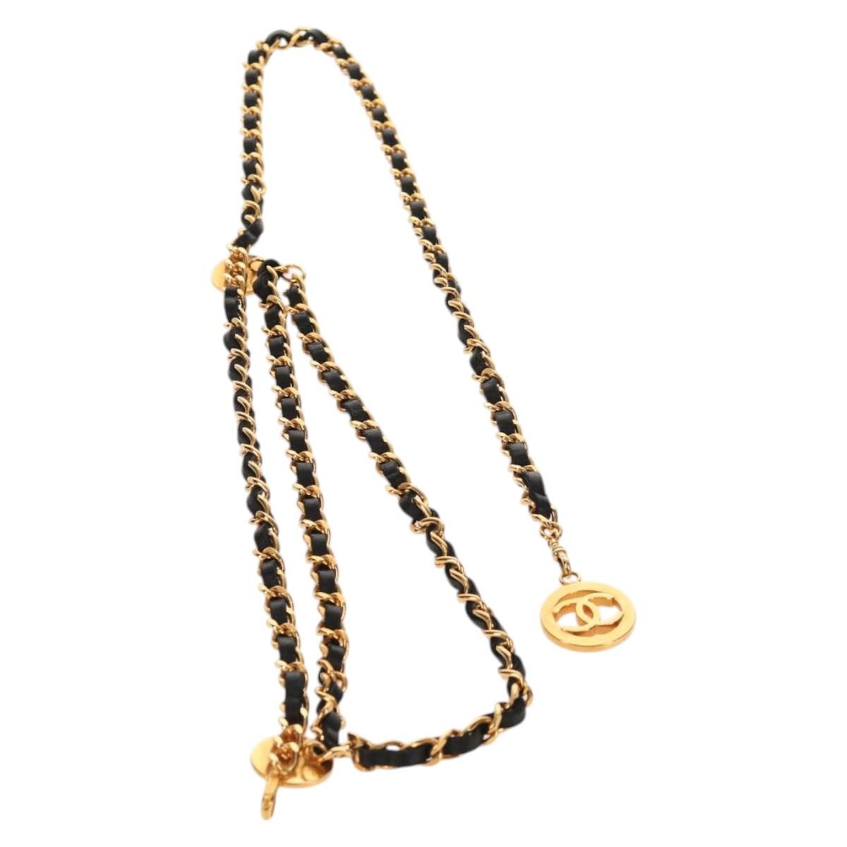 Chanel Vintage Multi-Chain Medallion Belt Metal and Leather, GOLD, METAL, Belts