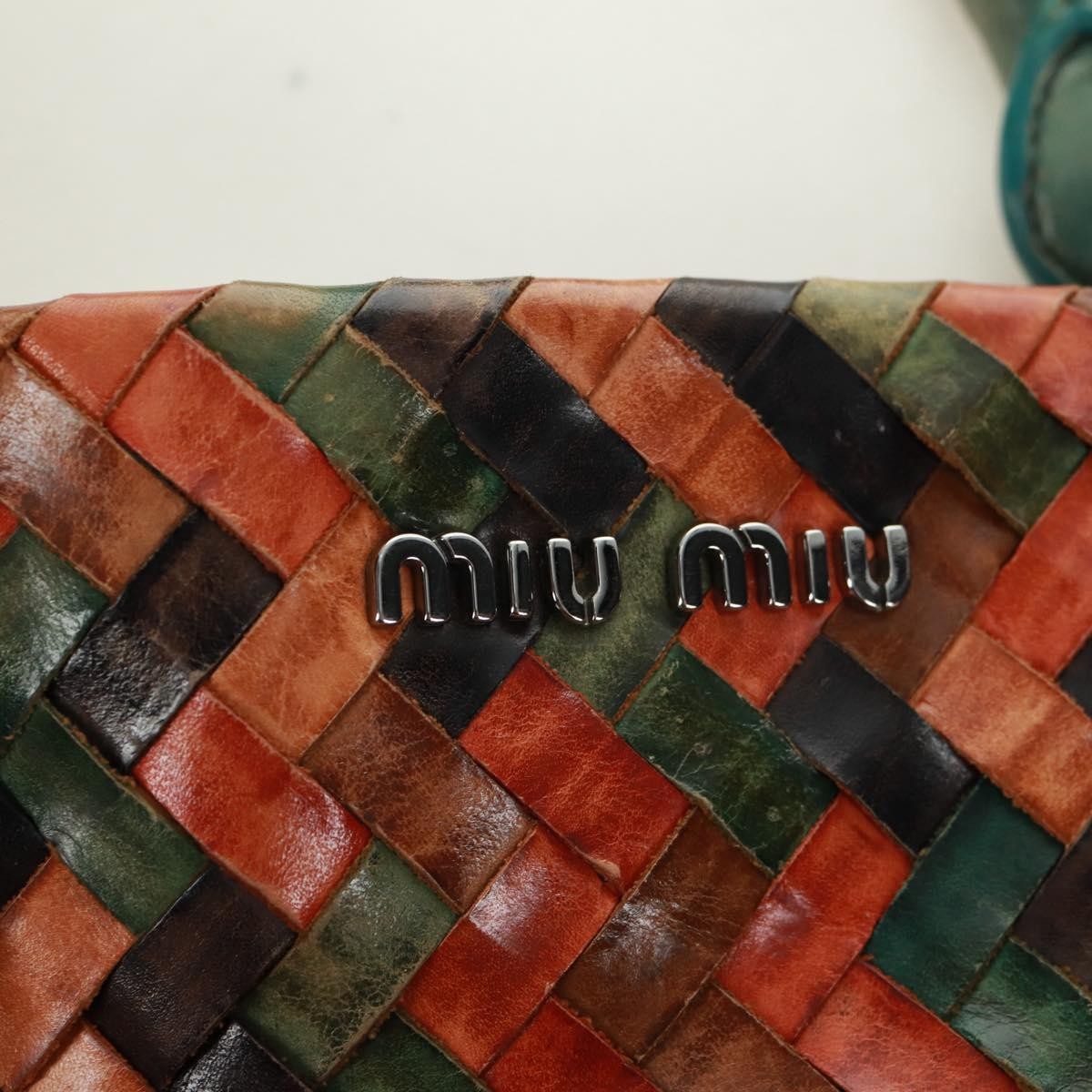 Miu Miu Chain Handle Bag Pleated Leather, Multicolour, Leather, Handbag