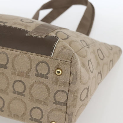Salvatore Ferragamo Gancini Tote Gancini Canvas, BEIGE, CANVAS, Tote bag