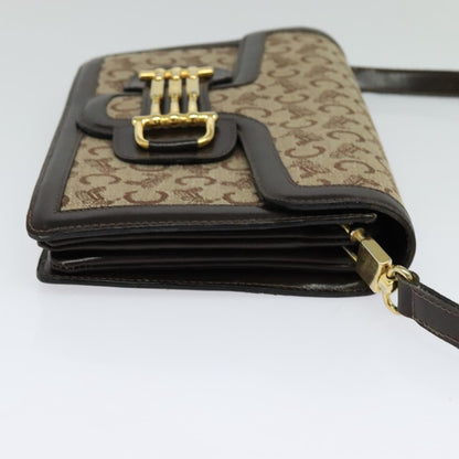 Celine C Sulky Shoulder bag Canvas and Leather, BROWN, CANVAS, Shoulder bag