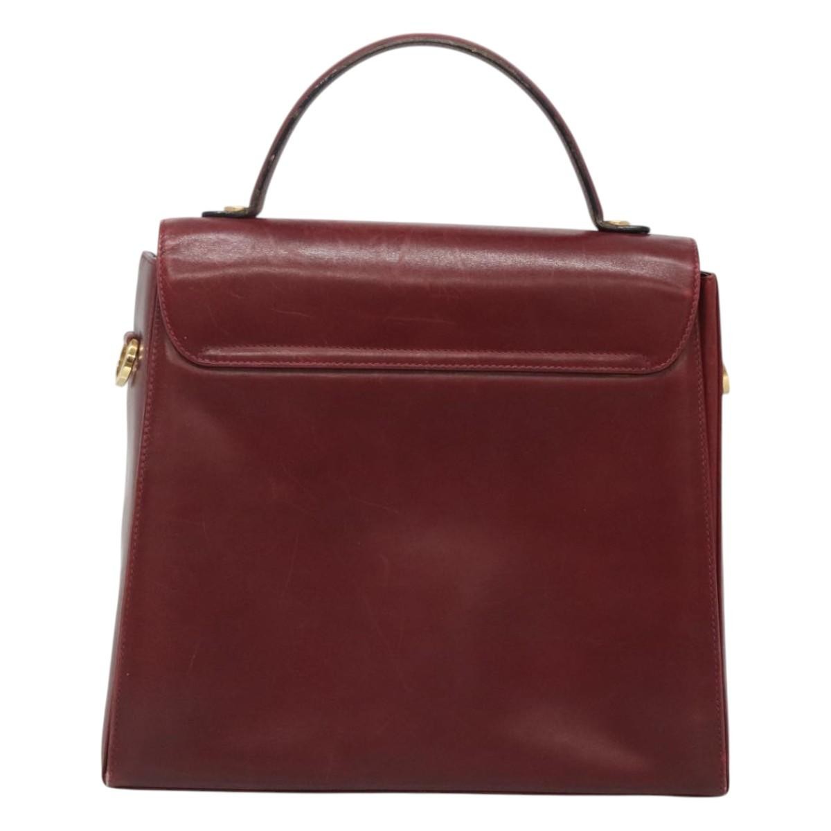 Salvatore Ferragamo Gancini handbag Leather, BURGUNDY, LEATHER, Handbag
