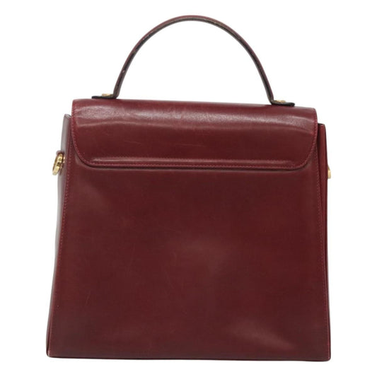Salvatore Ferragamo Gancini handbag Leather, BURGUNDY, LEATHER, Handbag