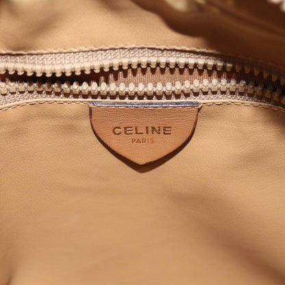 Celine Vintage Macadam Shoulder Bag Canvas and Leather, BEIGE, CANVAS, Shoulder bag