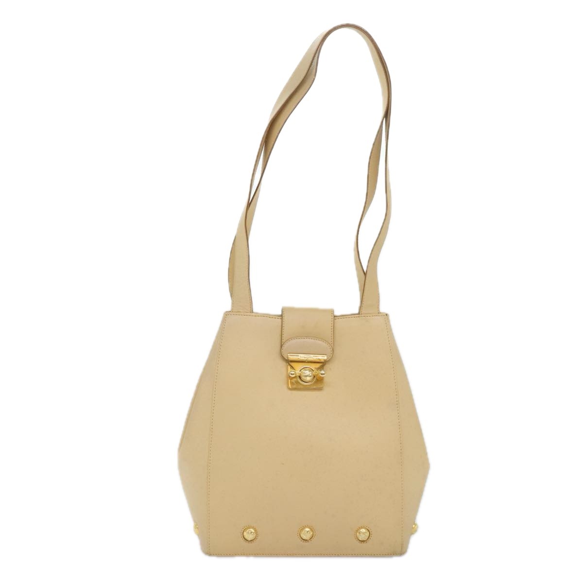 Salvatore Ferragamo Vintage Shoulder Bag Leather, BEIGE, LEATHER, Shoulder bag