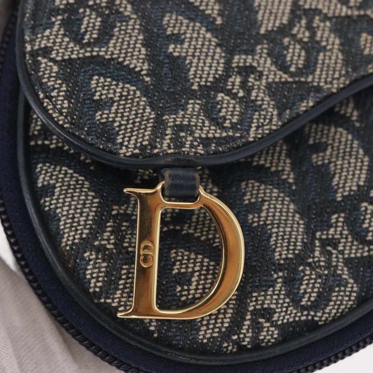 Christian Dior Saddle Zip Pouch Diorissimo Canvas, NAVY, CANVAS, Clutche & pouche