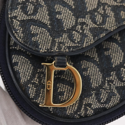 Christian Dior Saddle Zip Pouch Diorissimo Canvas, NAVY, CANVAS, Clutche & pouche