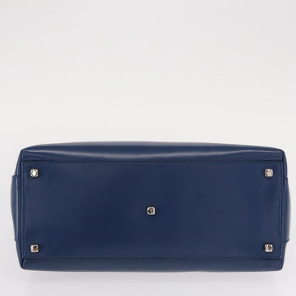 Salvatore Ferragamo Double Gancini Side Buckle Tote Leather, BLUE, LEATHER, Handbag