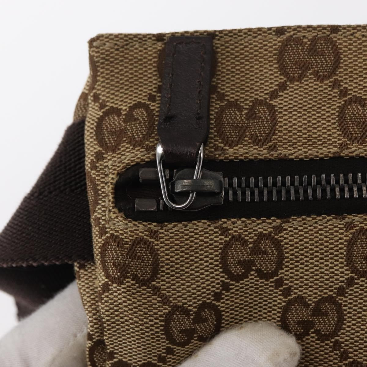 Gucci Vintage Double Belt Bag GG Canvas with Leather, BEIGE, CANVAS, Clutche & pouche