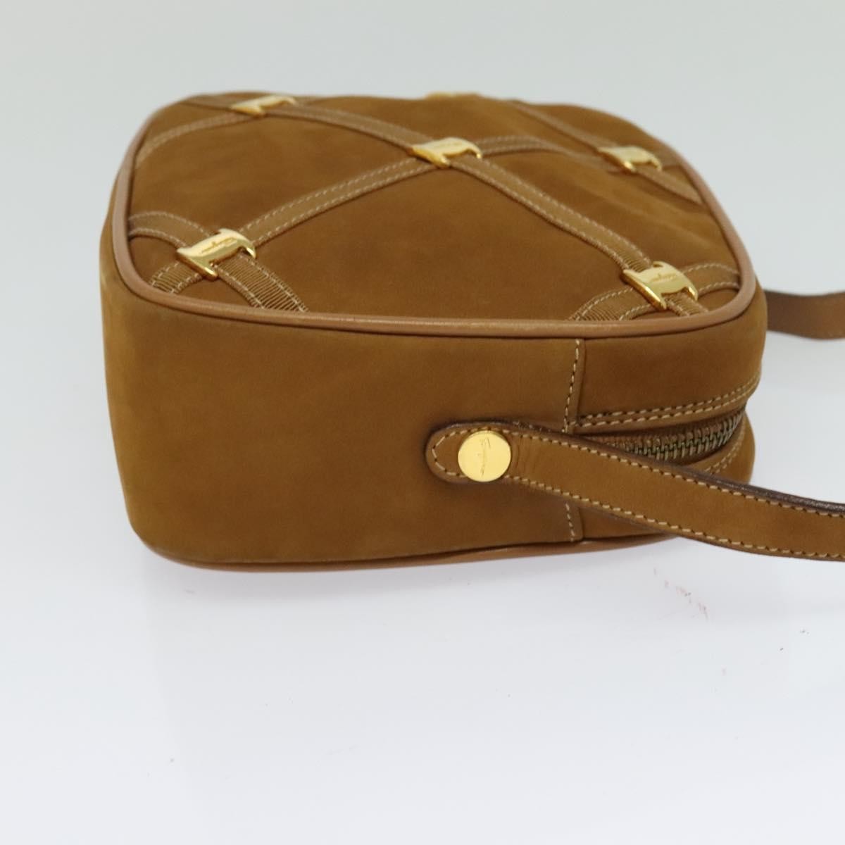 Salvatore Ferragamo Vala Shoulder Bag Suede, BROWN, SUEDE, Shoulder bag