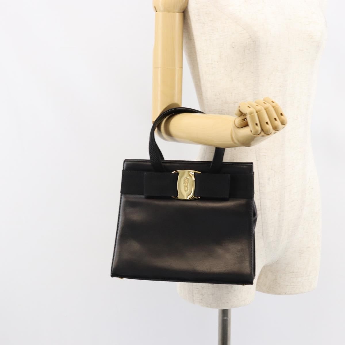 Salvatore Ferragamo Convertible Vara Bow Tote Leather, BLACK, LEATHER, Handbag