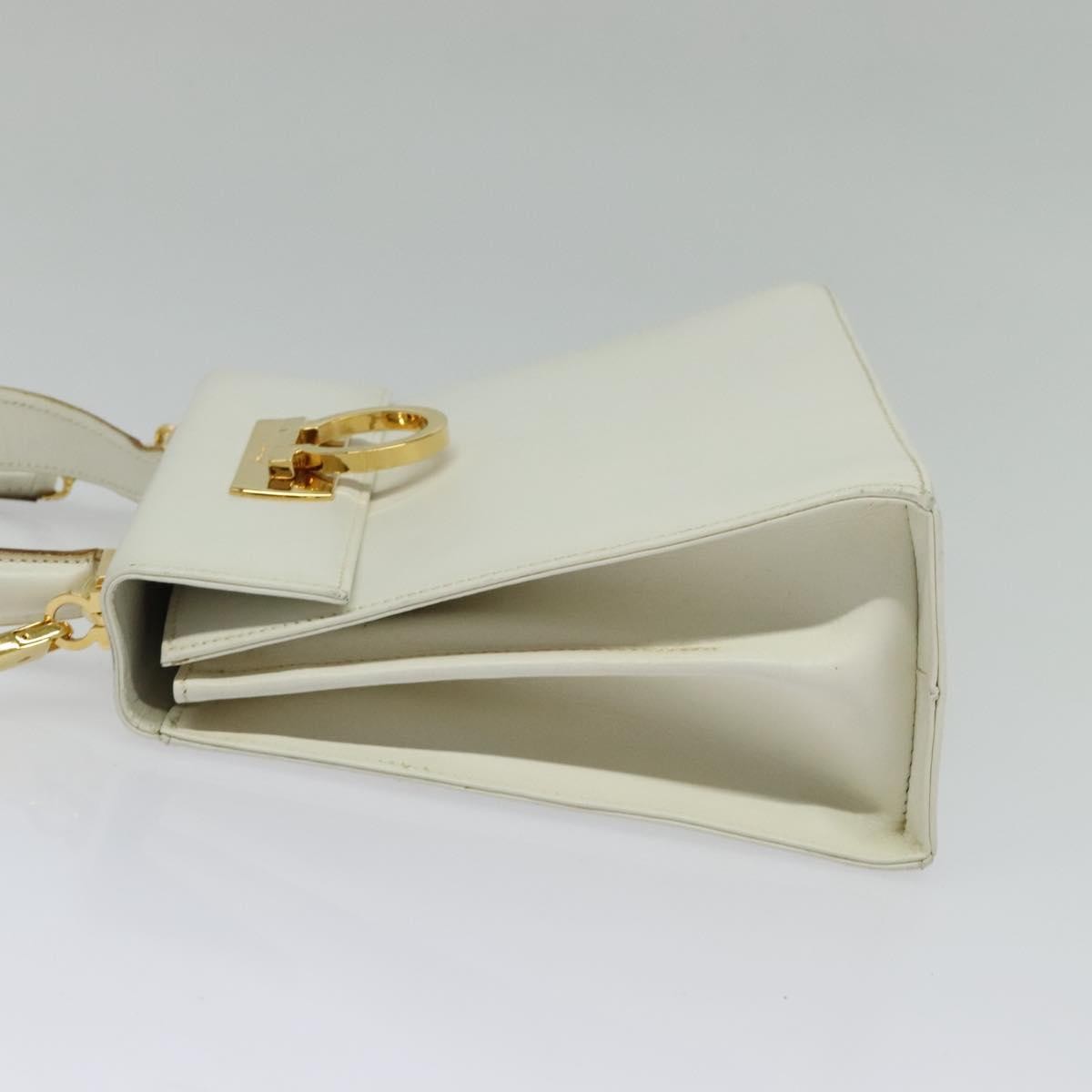Salvatore Ferragamo Gancini Convertible Top Handle Bag Leather, WHITE, LEATHER, Handbag