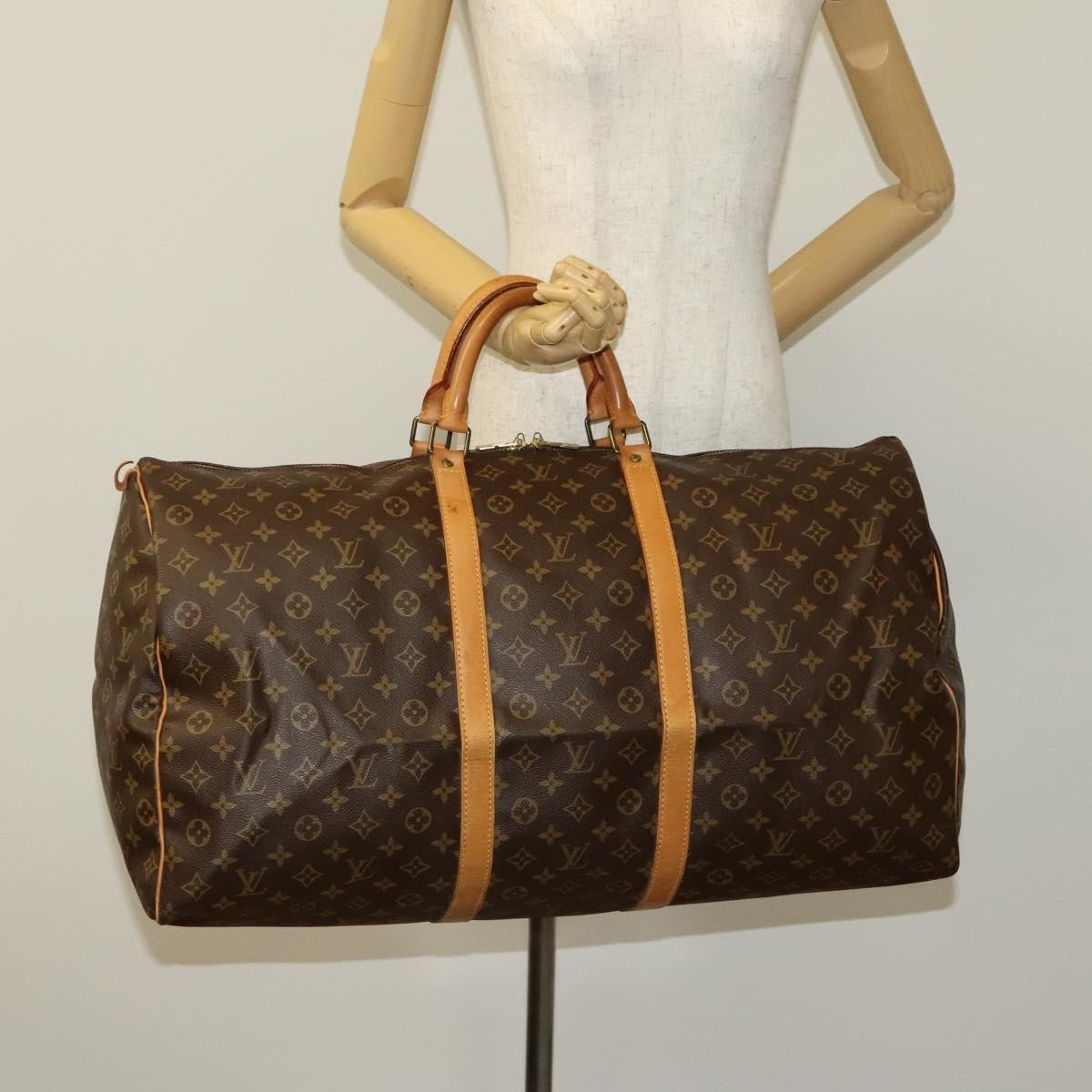 Louis Vuitton Keepall Bag Monogram Canvas, BROWN, CANVAS, Travel bag