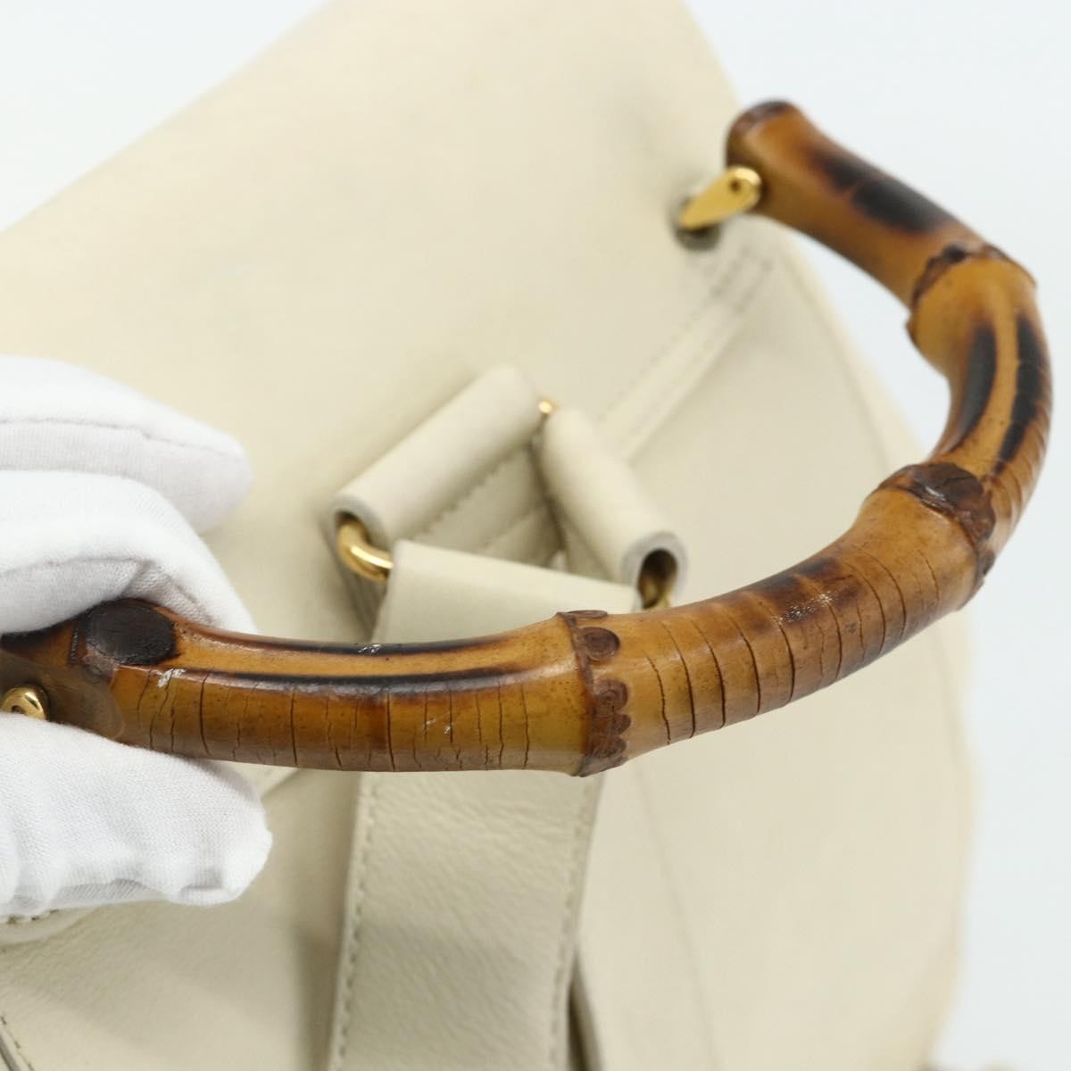 Gucci Vintage Bamboo Backpack Leather, White, Leather, Backpack