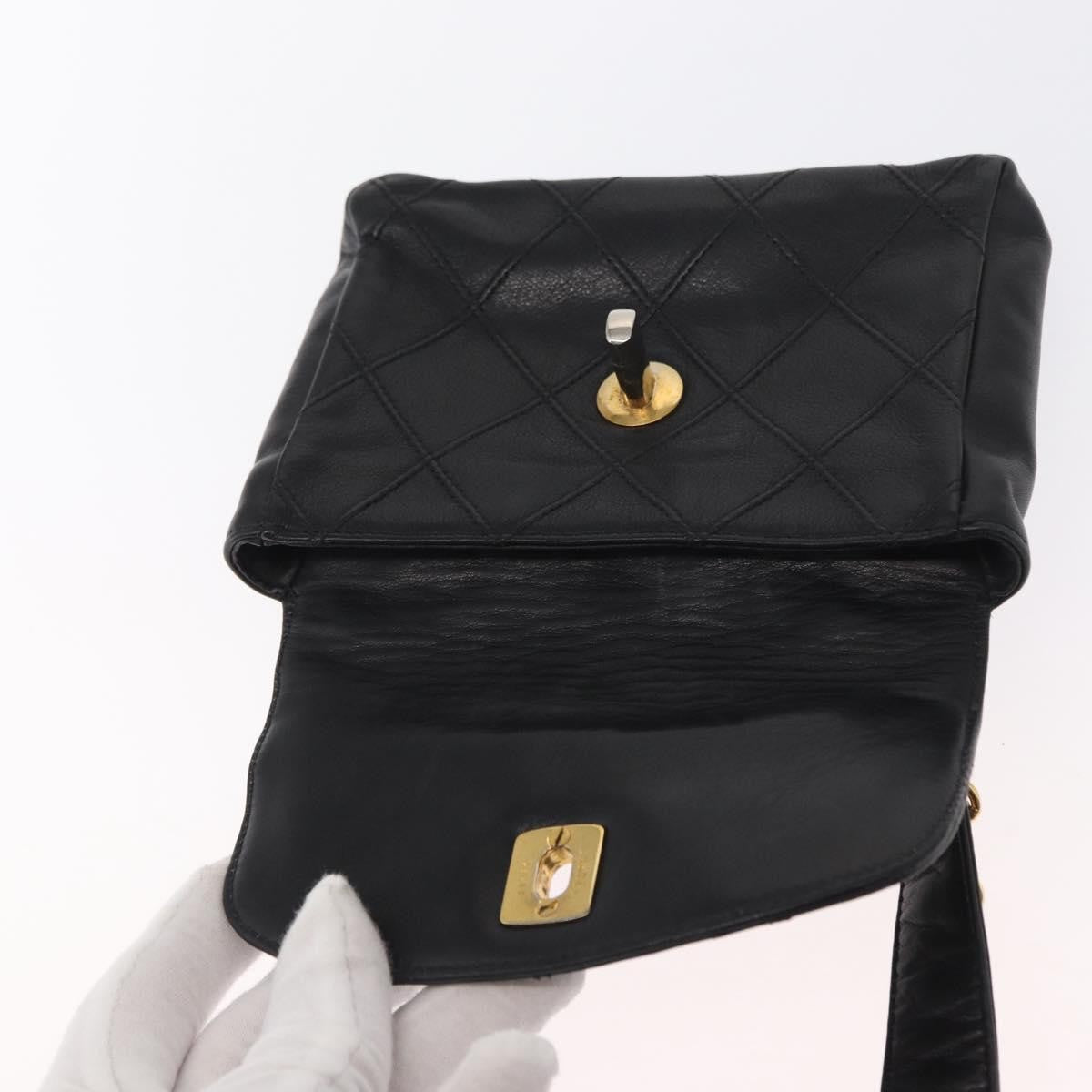 Chanel Vintage CC Flap Waist Bag Quilted Leather, BLACK, LEATHER, Clutche & pouche