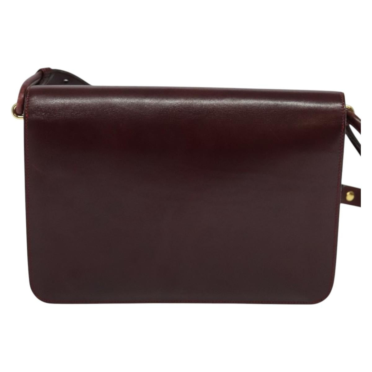 Christian Dior Flap Shoulder Bag Leather, BURGUNDY, LEATHER, Shoulder bag