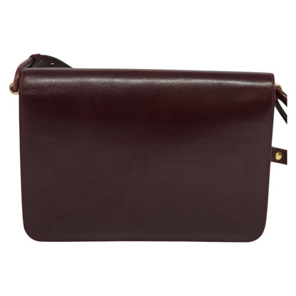 Christian Dior Flap Shoulder Bag Leather, BURGUNDY, LEATHER, Shoulder bag