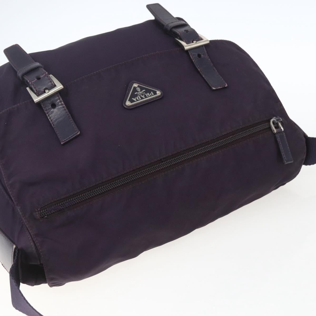 Prada Double Buckle Flap Messenger Bag Tessuto, PURPLE, NYLON, Shoulder bag